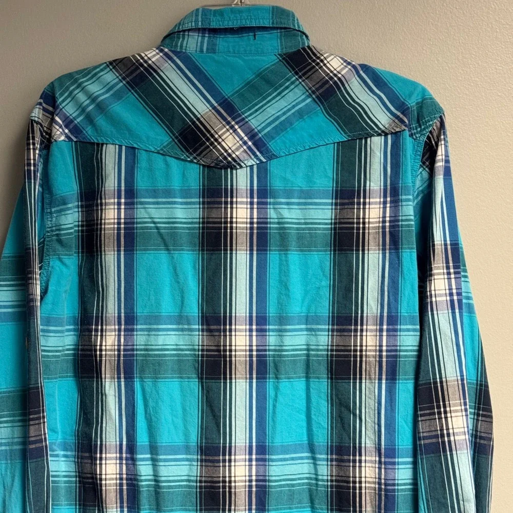 Carbon2Cobalt Button Up Shirt Mens XL Plaid Slim Fit Long Sleeve Pearl Snaps - Picture 12 of 15